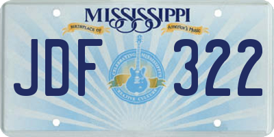 MS license plate JDF322