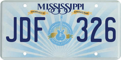 MS license plate JDF326