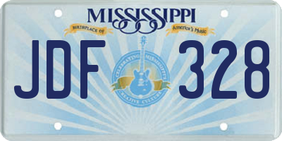 MS license plate JDF328