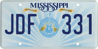 MS license plate JDF331