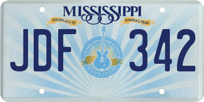 MS license plate JDF342