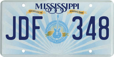 MS license plate JDF348