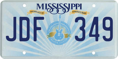 MS license plate JDF349