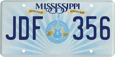 MS license plate JDF356