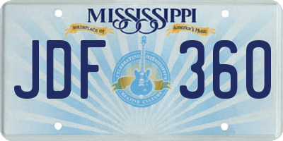 MS license plate JDF360