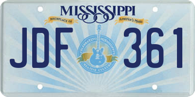 MS license plate JDF361
