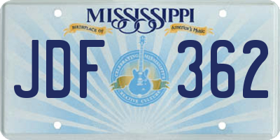MS license plate JDF362