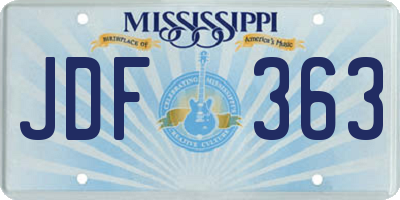 MS license plate JDF363