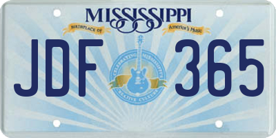 MS license plate JDF365