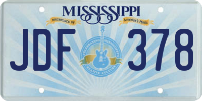 MS license plate JDF378
