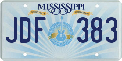 MS license plate JDF383