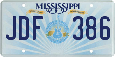 MS license plate JDF386