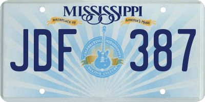 MS license plate JDF387