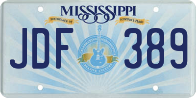 MS license plate JDF389