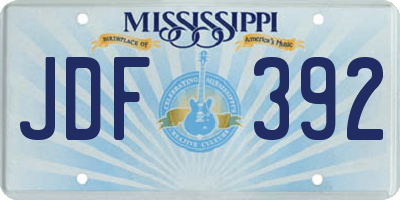 MS license plate JDF392