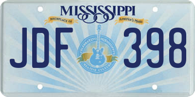 MS license plate JDF398