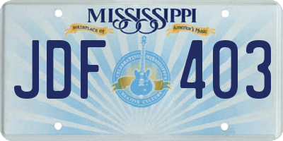 MS license plate JDF403