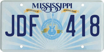 MS license plate JDF418