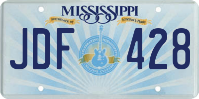 MS license plate JDF428