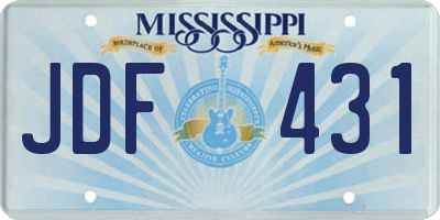 MS license plate JDF431