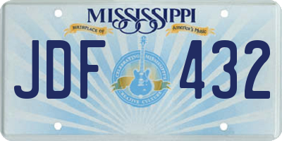 MS license plate JDF432