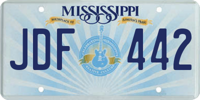 MS license plate JDF442
