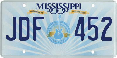 MS license plate JDF452