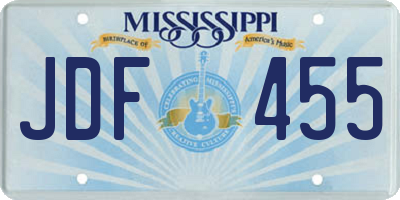 MS license plate JDF455