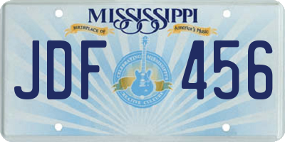 MS license plate JDF456