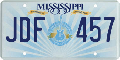 MS license plate JDF457