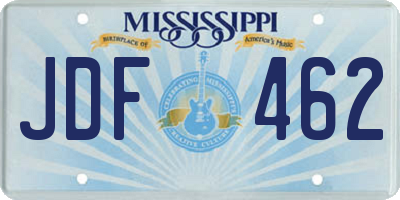 MS license plate JDF462