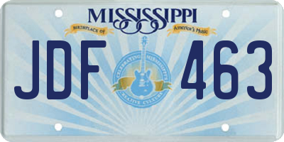 MS license plate JDF463