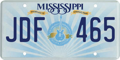 MS license plate JDF465