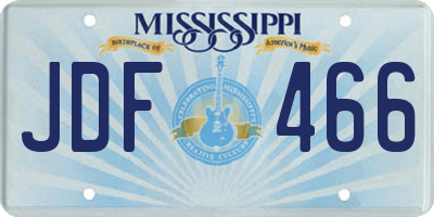 MS license plate JDF466
