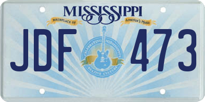MS license plate JDF473
