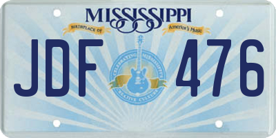 MS license plate JDF476
