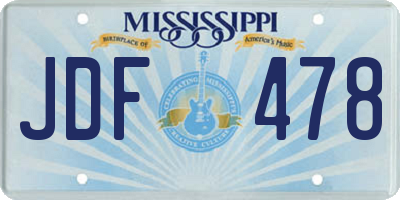 MS license plate JDF478