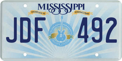 MS license plate JDF492
