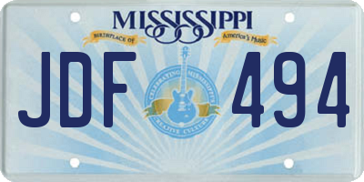 MS license plate JDF494
