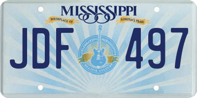 MS license plate JDF497