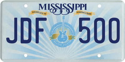 MS license plate JDF500