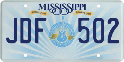 MS license plate JDF502