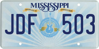 MS license plate JDF503