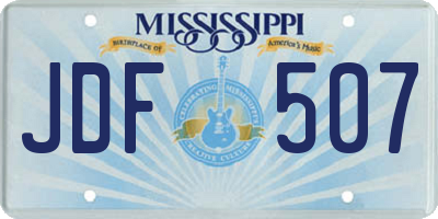 MS license plate JDF507