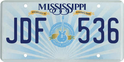 MS license plate JDF536