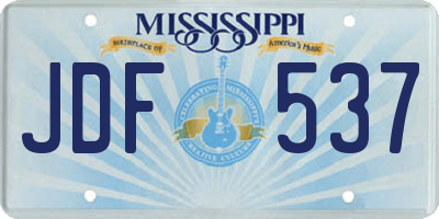 MS license plate JDF537