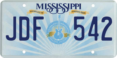 MS license plate JDF542