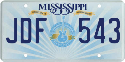 MS license plate JDF543