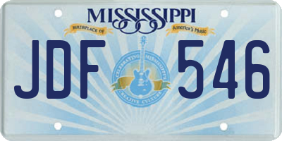 MS license plate JDF546