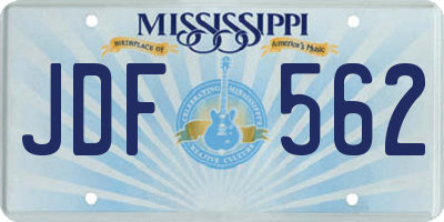 MS license plate JDF562